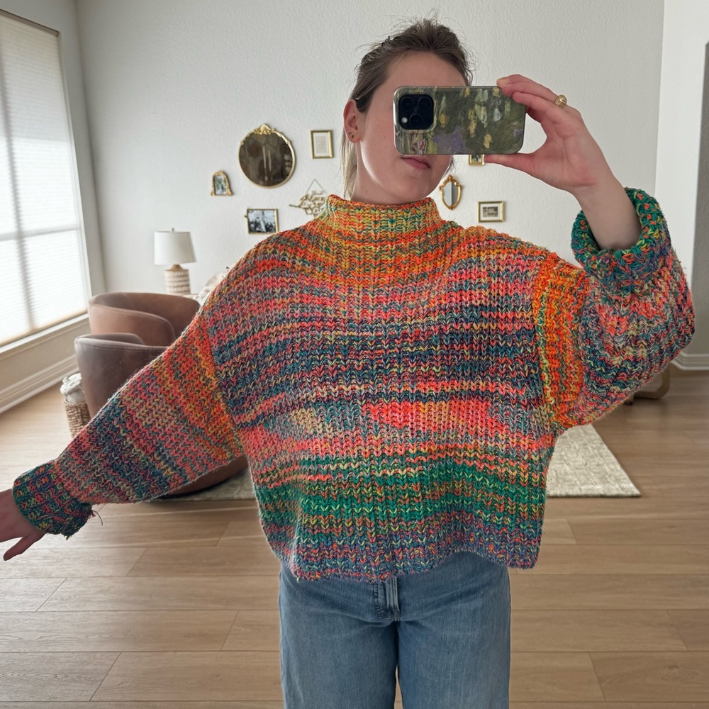Free People Odyssey Pullover in Rainbow Combo